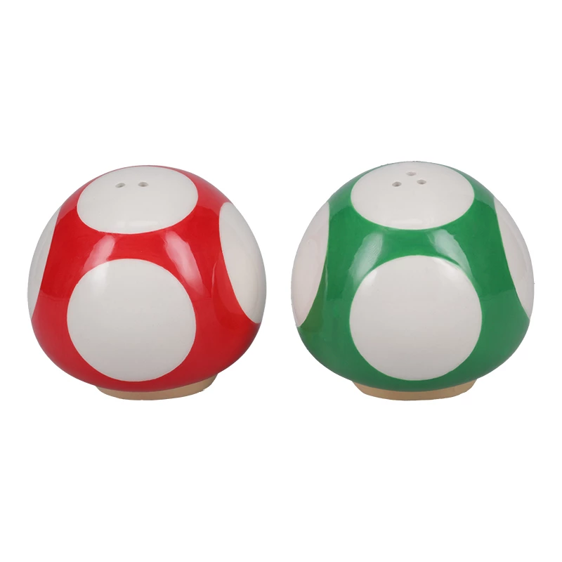 Paladone Super Mario Mushroom Set de salero y pimentero (Súper seta roja y seta 1-Up verde)