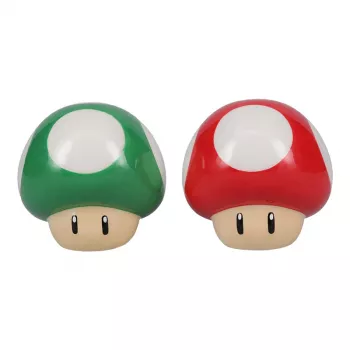 Paladone Super Mario Mushroom Set de salero y pimentero (Súper seta roja y seta 1-Up verde)