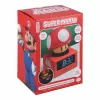 Paladone Super Mario Super Mushroom Icon Reloj despertador - LCD digital, alimentación USB, efectos de sonido oficiales de Nintendo, rojo/blanco