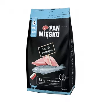 Pan Mięsko Pienso seco para gatos adult con pollo y trucha, croquetas pequeñas 1,6 kg