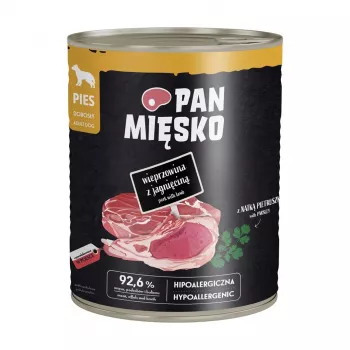 PAN MIĘSKO Cerdo con cordero Alimento húmedo para perros 800g – Paté completo para todas las razas