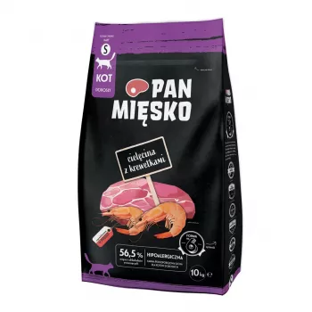 PAN MIĘSKO ternera con gambas S pienso seco para gatos adultos, sin cereales, saco de 10 kg