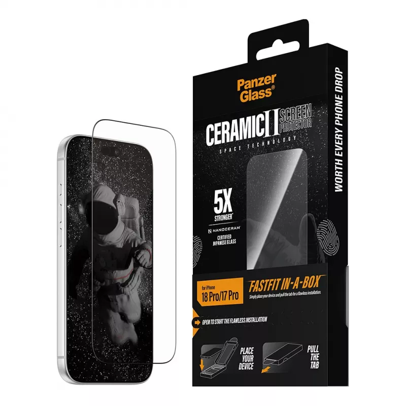 PanzerGlass Ceramic protector de pantalla para iPhone 17 Pro con FastFit In-A-Box