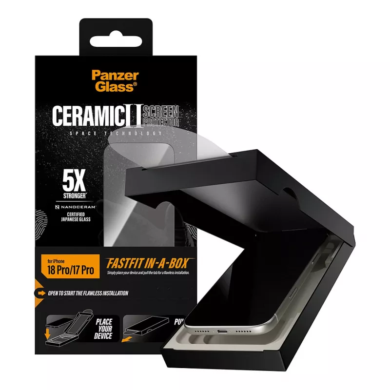 PanzerGlass Ceramic protector de pantalla para iPhone 17 Pro con FastFit In-A-Box