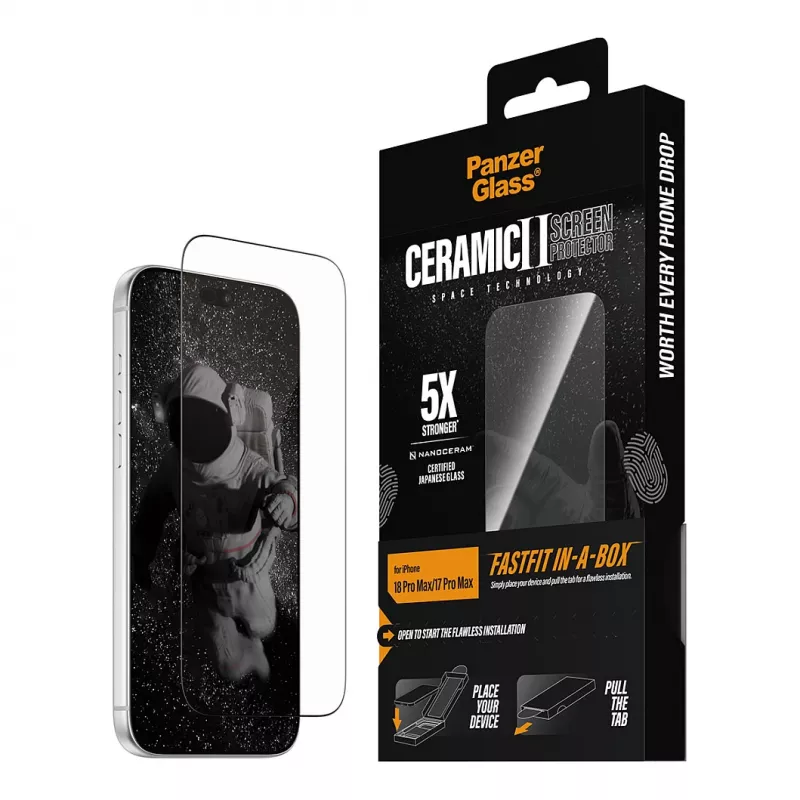 PanzerGlass Ceramic protector de pantalla iPhone 17 Pro Max con FASTFIT IN-A-BOX