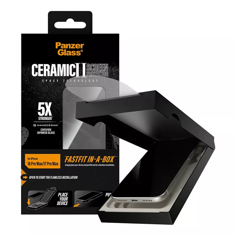 PanzerGlass Ceramic protector de pantalla iPhone 17 Pro Max con FASTFIT IN-A-BOX