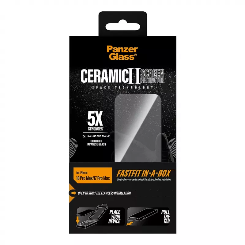 PanzerGlass Ceramic protector de pantalla iPhone 17 Pro Max con FASTFIT IN-A-BOX