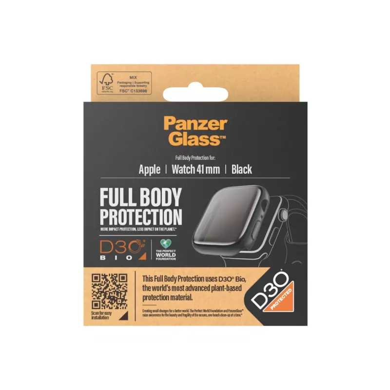 PanzerGlass Full Body Apple Watch 7/8/9 41mm D3O negro