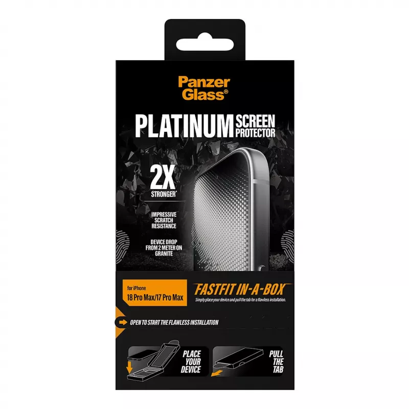 PanzerGlass Platinum protector de pantalla para iPhone 17 Pro Max con FASTFIT IN-A-BOX