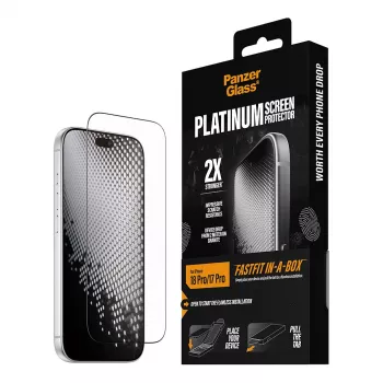 PanzerGlass Platinum protector de pantalla para iPhone 17 Pro con marco de instalación FastFit
