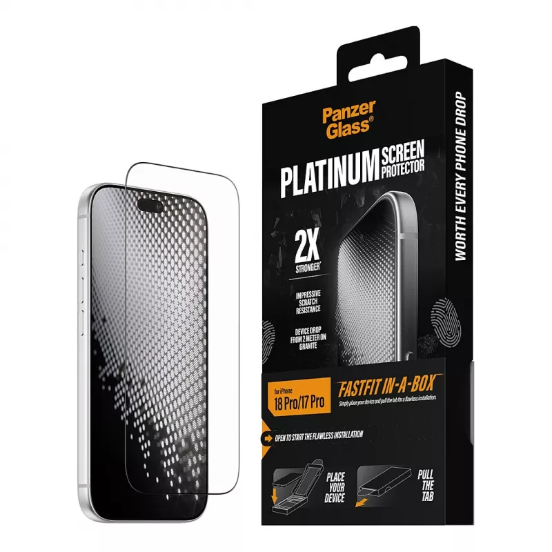 PanzerGlass Platinum protector de pantalla para iPhone 17 Pro con marco de instalación FastFit