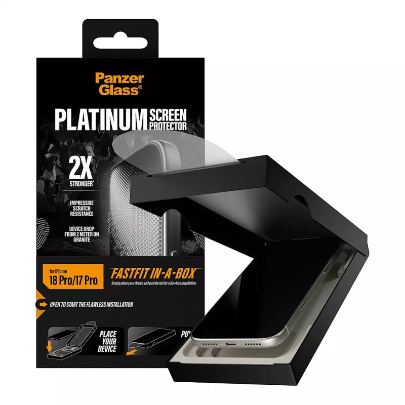 PanzerGlass Platinum protector de pantalla para iPhone 17 Pro con marco de instalación FastFit