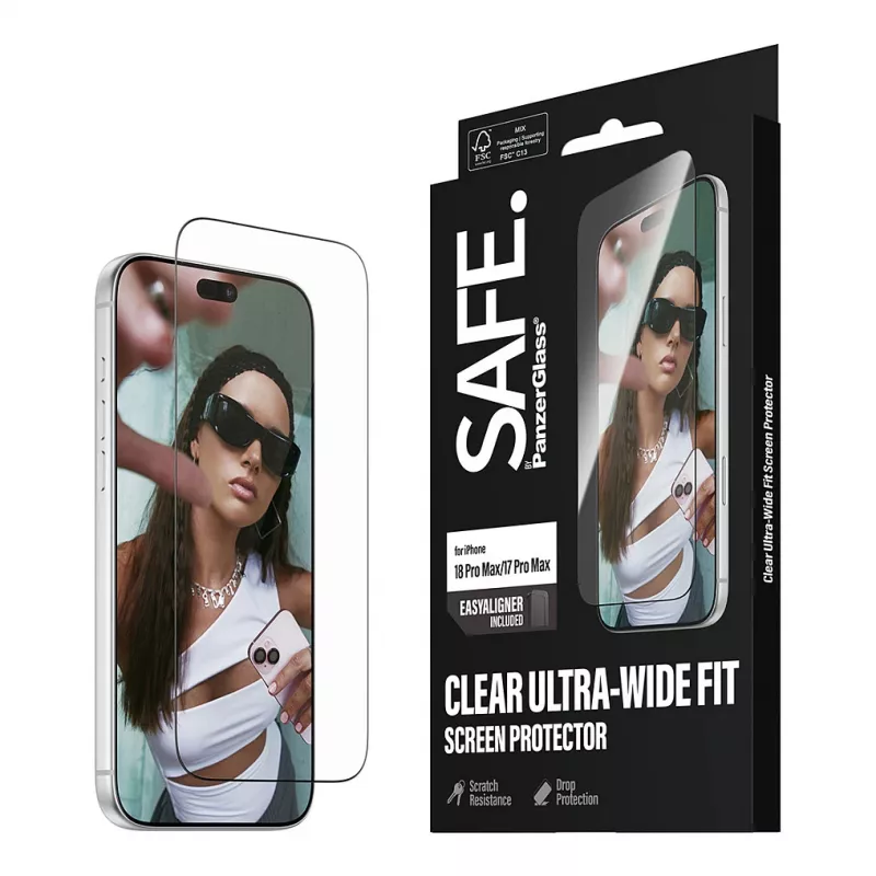 PanzerGlass SAFE protector de pantalla para iPhone 18 Pro Max/17 Pro Max – cristal templado ultraancho, antibacteriano, dureza 9H