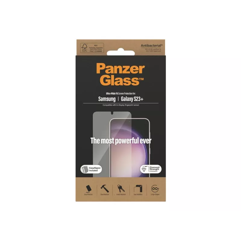 PanzerGlass Lámina protectora de pantalla Ultra-Wide Fit para Samsung Galaxy S23+ con aplicador
