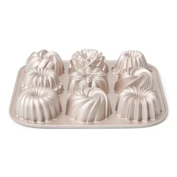 Patisse PAT-04521 set de moldes mini bundt antiadherentes de acero al carbono, 6 piezas, negro