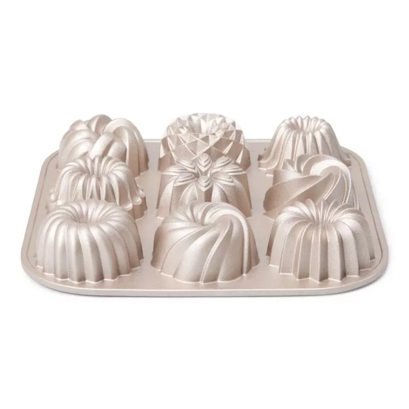 Patisse PAT-04521 set de moldes mini bundt antiadherentes de acero al carbono, 6 piezas, negro