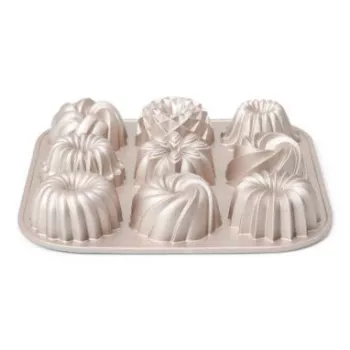 Patisse PAT-04521 set de moldes mini bundt antiadherentes de acero al carbono, 6 piezas, negro
