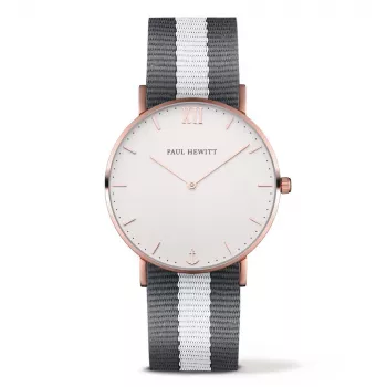 Reloj PAUL HEWITT unisex PSARSTWGRW20S 39mm oro rosa PVD acero inoxidable esfera blanca correa Perlon verde cuarzo