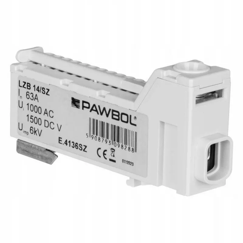 PAWBOL borne de carril sin tornillos LZB E.4136SZ gris (12 polos, 450V, 24A)