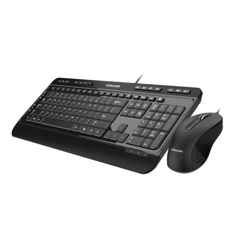 PCBuilder ALPHA Conjunto de teclado y ratón con cable silencioso
