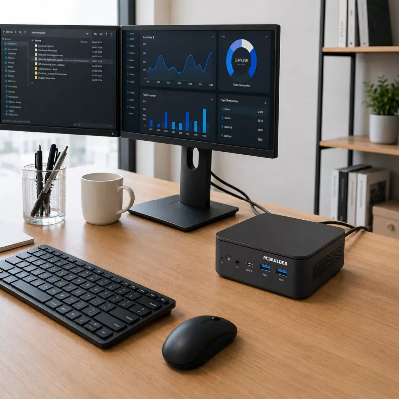 PCBuilder CUBE Intel Core 3-100U 16GB DDR5 512GB Windows 11 Pro Mini-PC