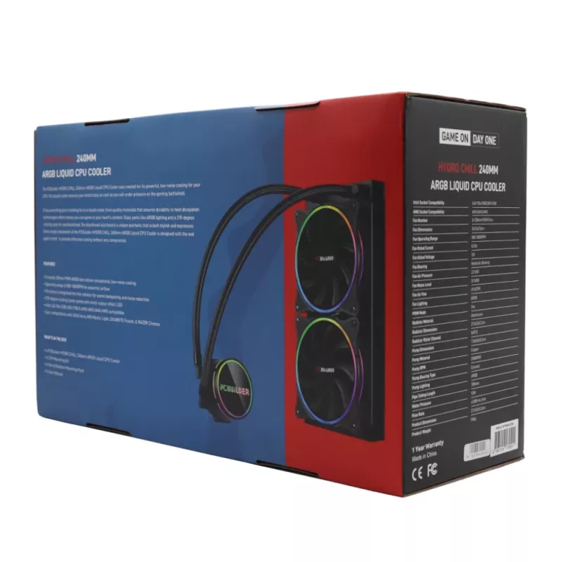 PCBuilder Hydro Chill 240MM refrigeración líquida AIO para CPU ARGB