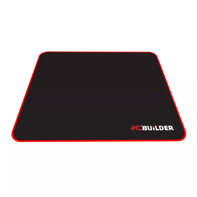 PCBuilder TRACK Alfombrilla de ratón pequeña – superficie de tela, bordes cosidos anti-desgaste, base de goma antideslizante, 3 mm de grosor, negra