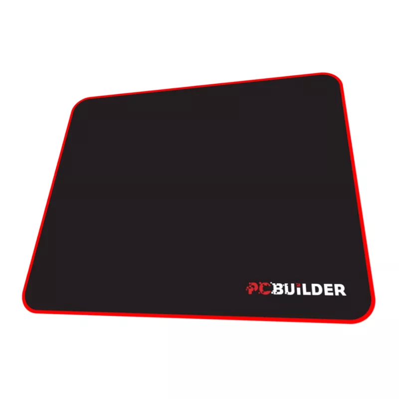PCBuilder TRACK Alfombrilla de ratón pequeña – superficie de tela, bordes cosidos anti-desgaste, base de goma antideslizante, 3 mm de grosor, negra