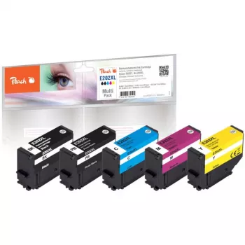 Peach PI200-773 pack de 5 cartuchos de tinta compatibles para Epson Expression Premium XP-6000/XP-6005/XP-6100/XP-6105 (negro, negro foto, cian, magenta, amarillo) - alto rendimiento, sustituye a Epson 202XL