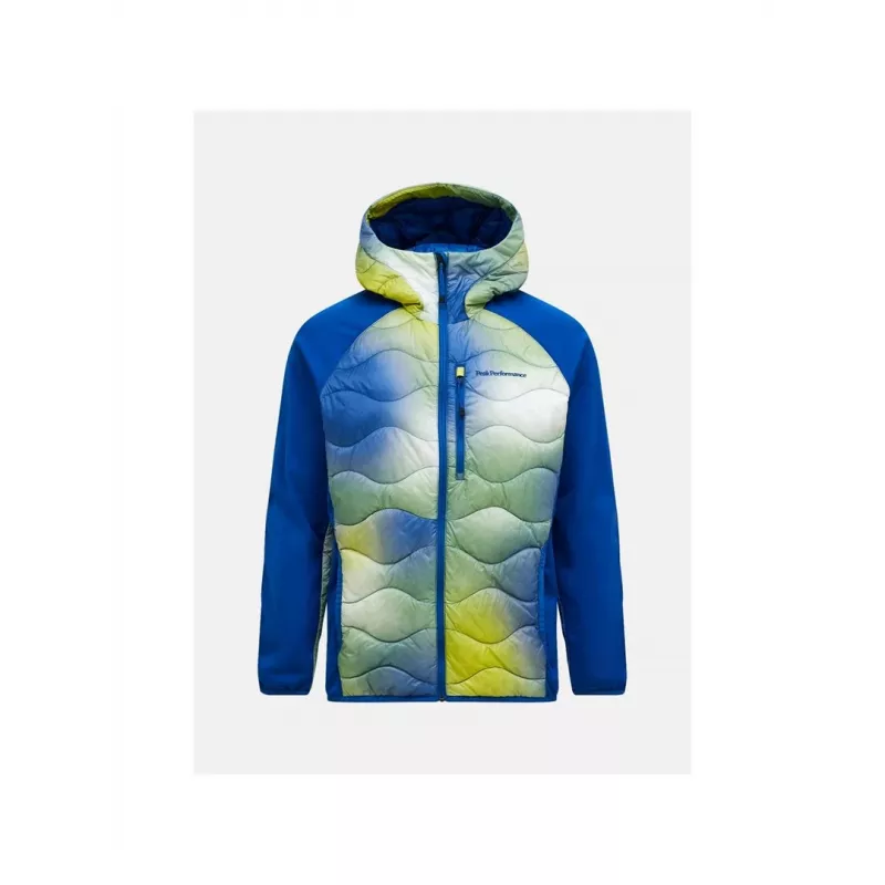 PEAK PERFORMANCE Chaqueta híbrida de plumón con capucha Helium Aop para hombre, multicolor, talla M