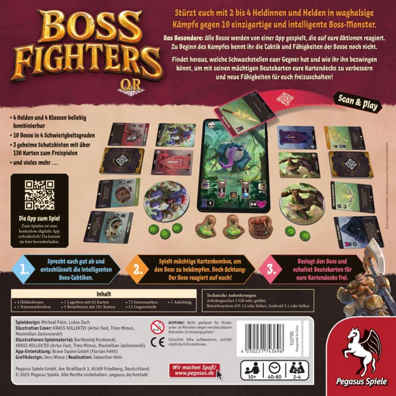 Pegasus Spiele Boss Fighters QR Juego de cartas cooperativo (51270G)