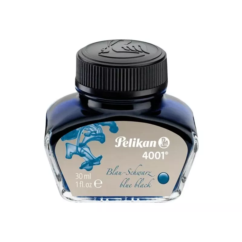 Pelikan 4001 Tinta para pluma estilográfica, Azul-Negro, 30 ml Frasco de vidrio 301028