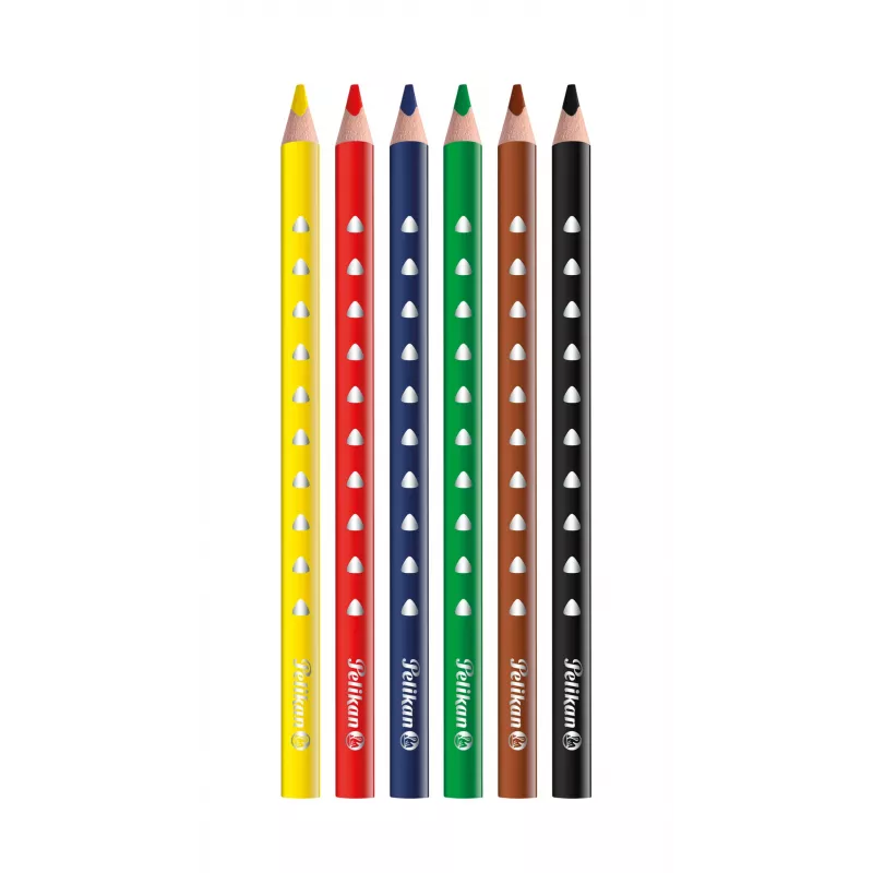 Pelikan 700610 Lápices de colores set de 6 (negro, marrón, verde, rojo, violeta, amarillo)