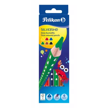 Pelikan 700610 Lápices de colores set de 6 (negro, marrón, verde, rojo, violeta, amarillo)