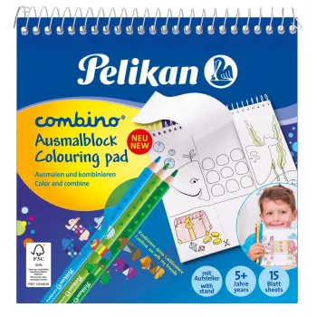 Pelikan 811231 Set de libro para colorear, 15 páginas, niños/niñas, lápices de colores incluidos, set de dibujos para colorear