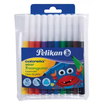 Pelikan 985663 set de rotuladores finos, 10 colores diferentes, tinta lavable, tapones de seguridad ventilados, punta fina de 1,0 mm
