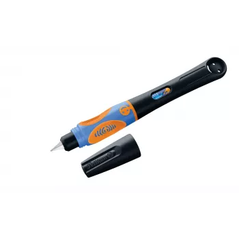 Pelikan griffix® estilográfica para zurdos - negro neón - tinta azul - sistema de cartuchos - carcasa de plástico - plumín de acero inoxidable - zurdos (820356)