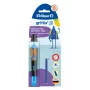 Pelikan griffix® estilográfica para zurdos - negro neón - tinta azul - sistema de cartuchos - carcasa de plástico - plumín de acero inoxidable - zurdos (820356)