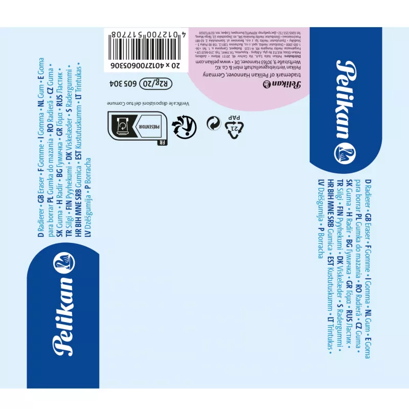 Pelikan griffix goma de borrar triangular, plástico TPE, zona de agarre ergonómica, 1 ud., varios colores 300007862