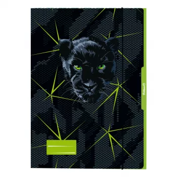 Pelikan Panther Carpeta de dibujo DIN A3, cartón resistente, alto brillo UV, negra con gráfico de pantera, 1 unidad 300004010