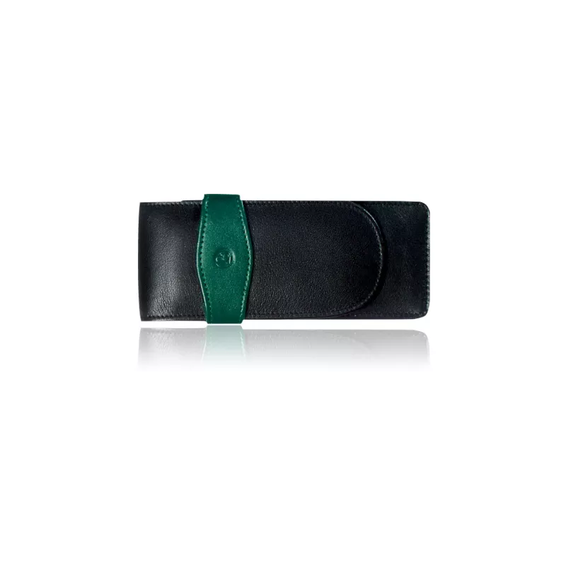 Pelikan TG32 Estuche de cuero auténtico para bolígrafos negro-verde 924092
