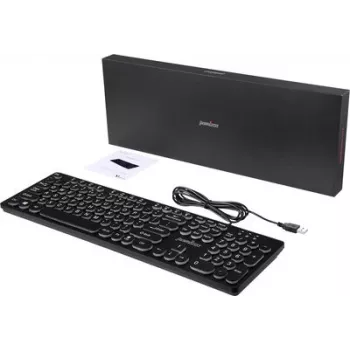 Perixx PERIBOARD-317 R DE B Teclado USB con cable, distribución QWERTZ alemana, retroiluminación LED blanca, negro 12011