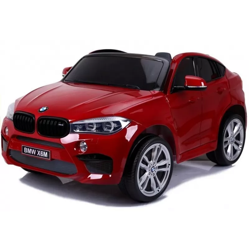 PETMEX Coche a batería BMW X6M SUV nuevo con luces LED y MP3 rojo pintado