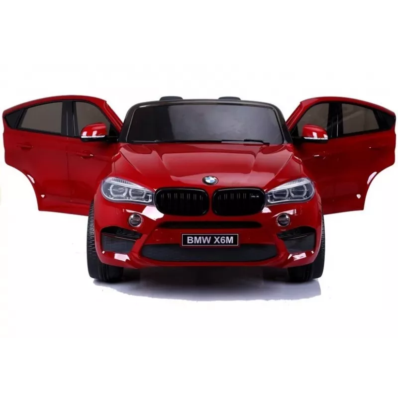 PETMEX Coche a batería BMW X6M SUV nuevo con luces LED y MP3 rojo pintado