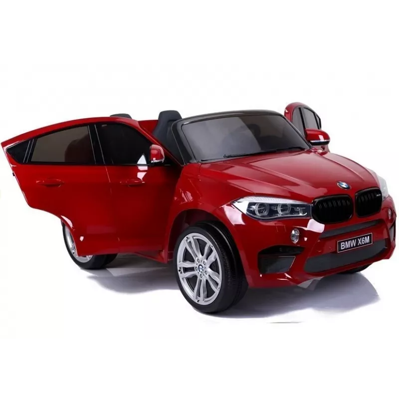 PETMEX Coche a batería BMW X6M SUV nuevo con luces LED y MP3 rojo pintado