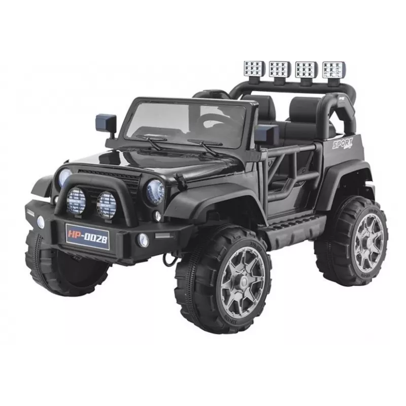 PETMEX Jeep a batería HP012 para niños con luces LED y MP3, negro