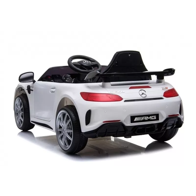 PETMEX Mercedes-AMG GTR coche eléctrico infantil 12V para conducir - blanco