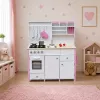 Cocina de juguete de madera PETMEX Paula para niños Rosa Blanco con elementos de apertura