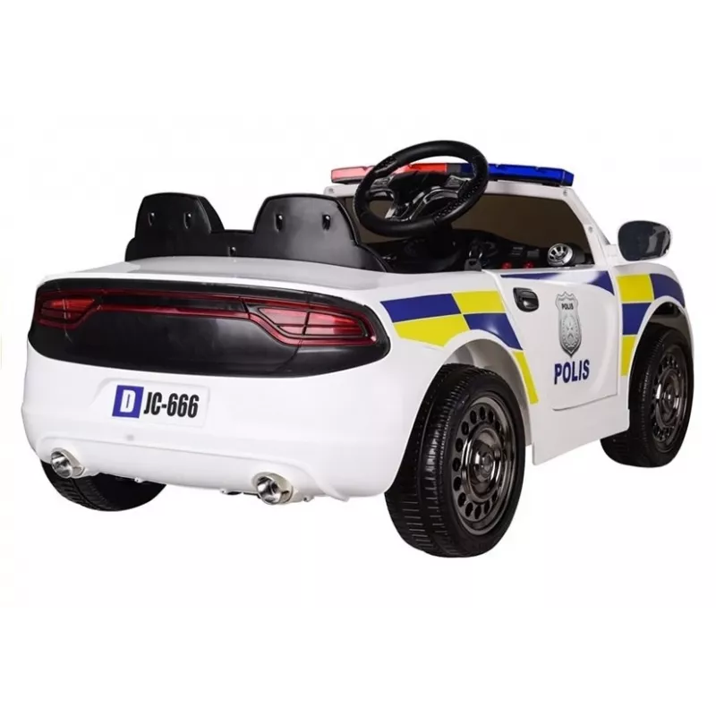 PETMEX Coche de policía a batería para niños blanco