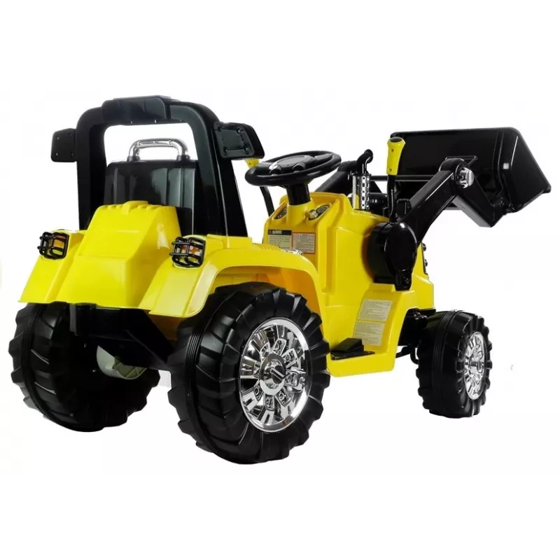 Tractor-excavadora eléctrico infantil PETMEX ZP1005 con pala móvil, Amarillo